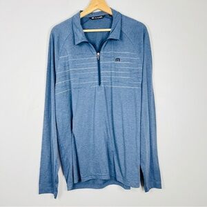 Travis Mathew Blue Striped Valiant 1/4 Zip Large